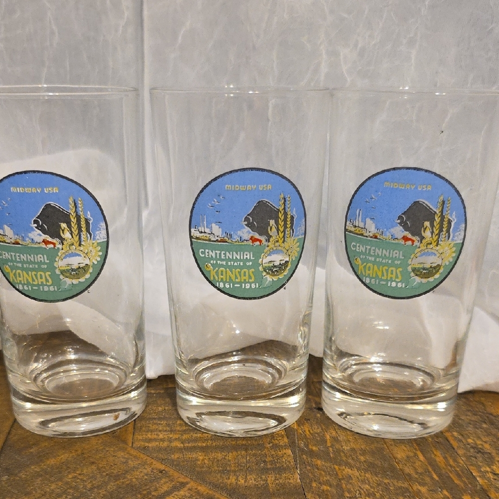 Kansas Centennial Glass Set with Emblem